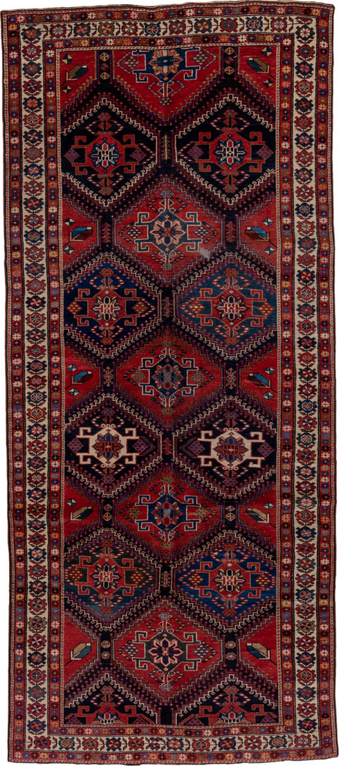 Antique Baktiary Runner Rug (4' x 9')